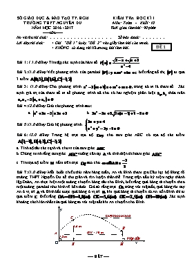 Kiểm tra học kì 1 môn Toán - Khối 10